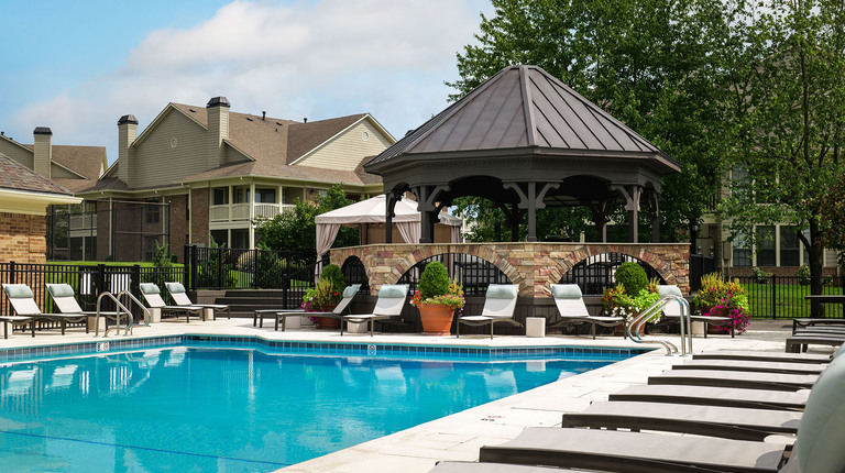 Resort-Inspired Pool with Sundeck and Gazebo