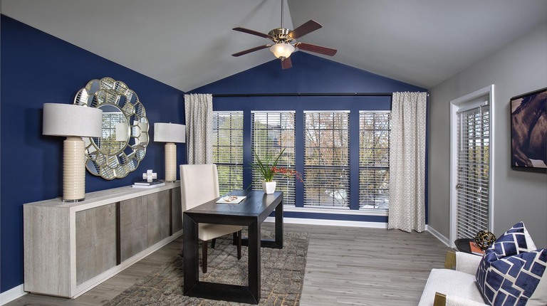 Home Office Space with Vaulted Ceilings